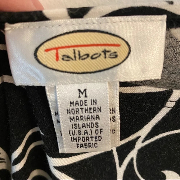 Talbots Black and White Cap Sleeve Tee Shirt - Picture 3 of 5